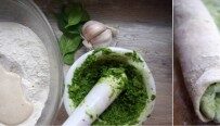 1_ bułka z pesto szpinakowym